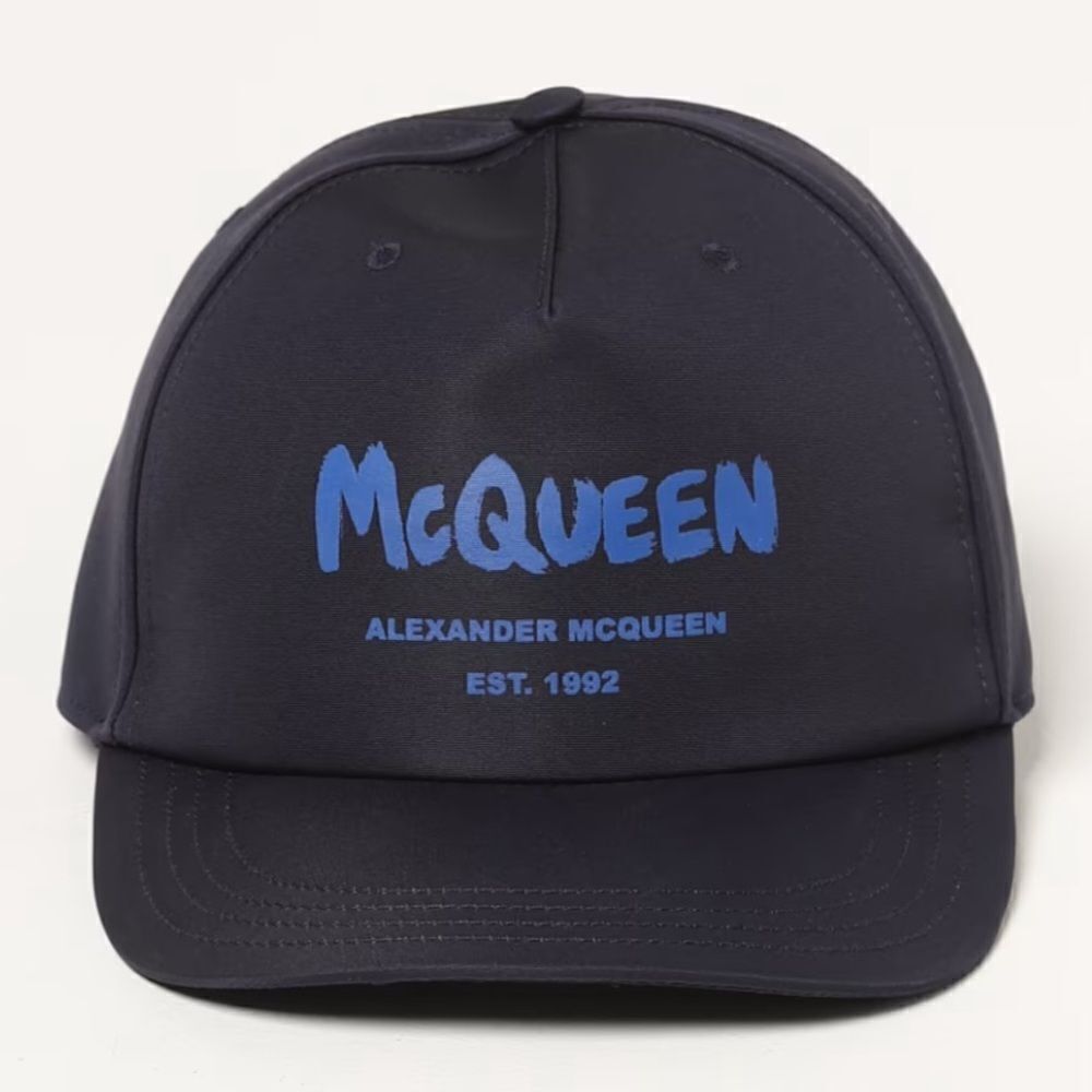 Alexander McQueen Mens Signature Baseball Cap Large Navy & Blue - NWT $410 - Picture 3 of 7